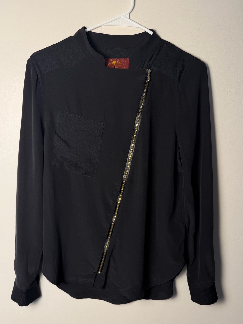 100% Silk Seven For All Mankind Black Blouse Size XS